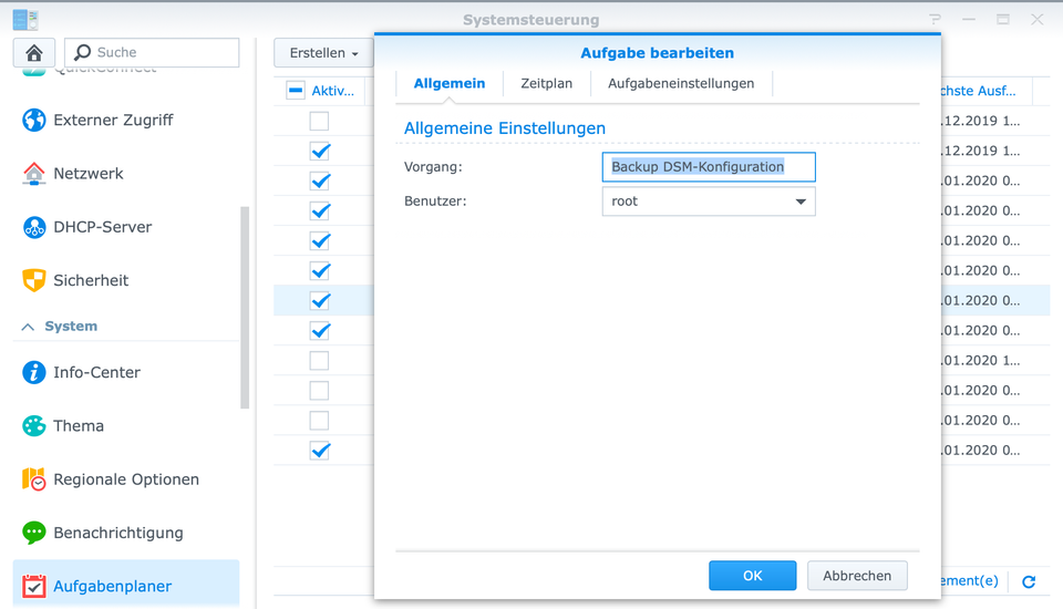 Automatisches Backup der Synology DSM-Konfiguration