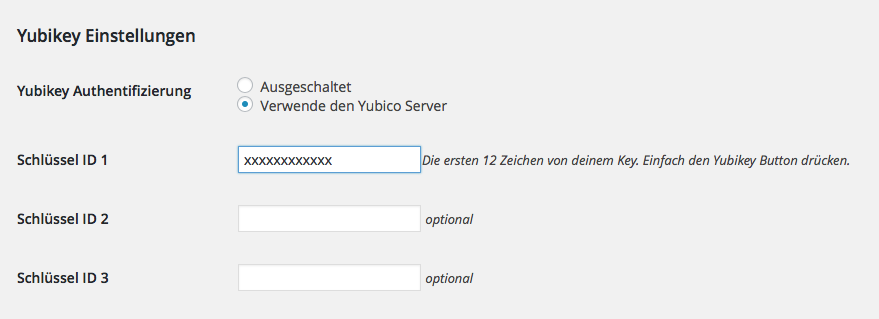 User: Key ID Yubikey