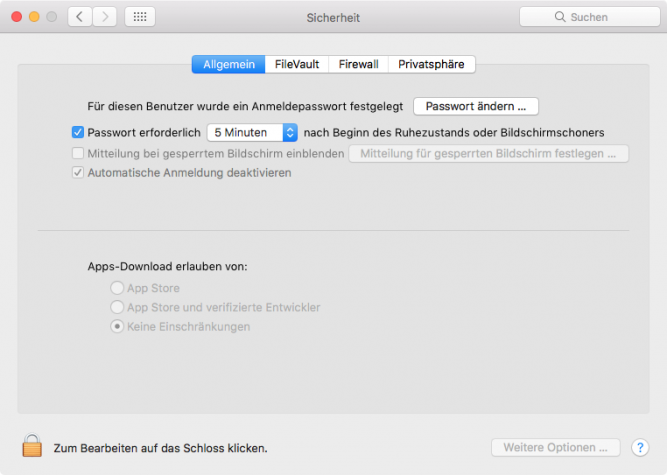 Sicherheit: macOS Sierra